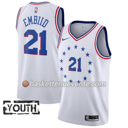 Maillot Basket Philadelphia 76ers Joel Embiid 21 2018-19 Nike Blanc Swingman - Enfant